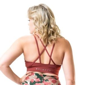 Balance Athletica/Vitality Quest Cross Back Sports Bra in Berry color